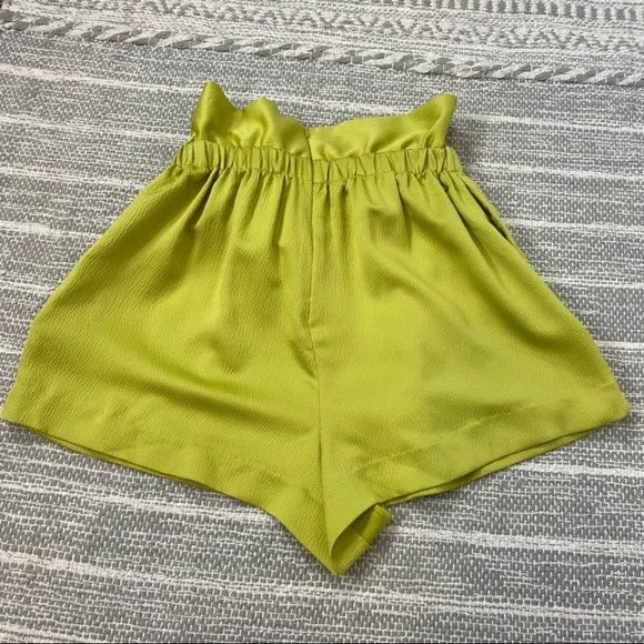 L’academie Cornelie lime green satin-like shorts XS